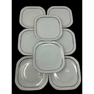 8 Vintage 1960's Square Tiara Salad Plates From Wawel Poland Silver Luster #166